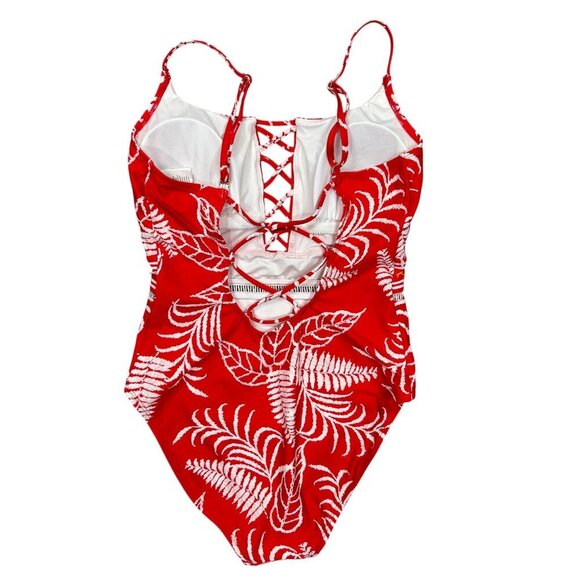 La Blanca NWT Orange White Tropical Floral One-Piece Swimsuit Size 6 - Picture 3 of 8